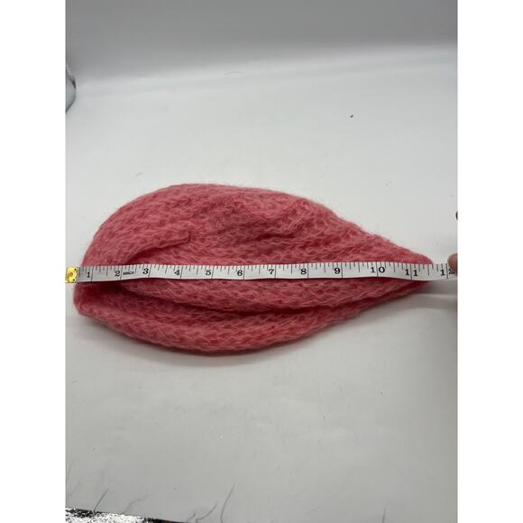 Vintage Italian Pink Crochet Wool Mohair Back Swept Hat Medium Womens - Picture 6 of 7